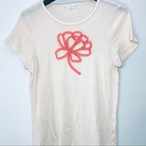 J Crew Pink and Coral Floral Appliqué Top